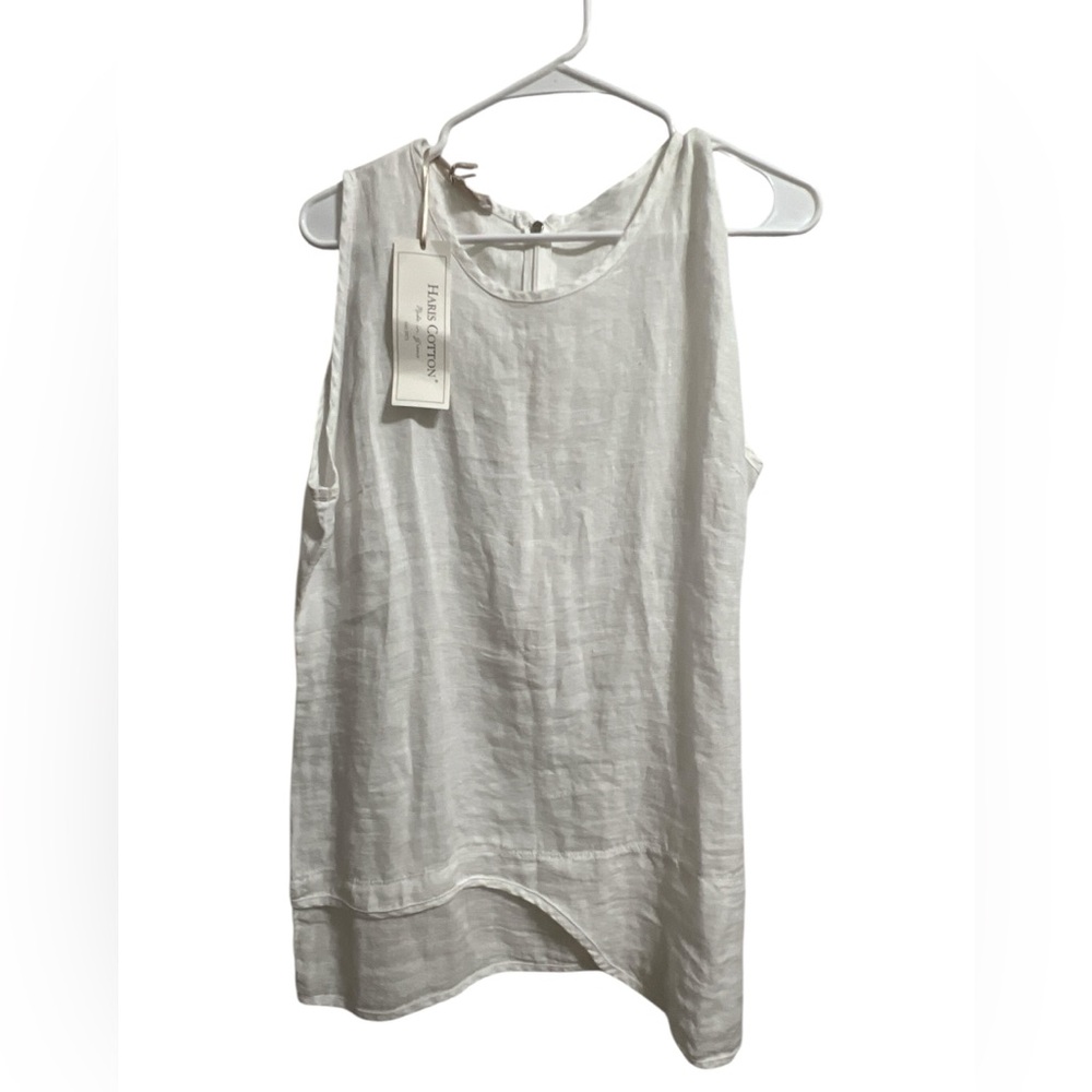 NWT  Harris Cotton white linen tank tunic petite XL